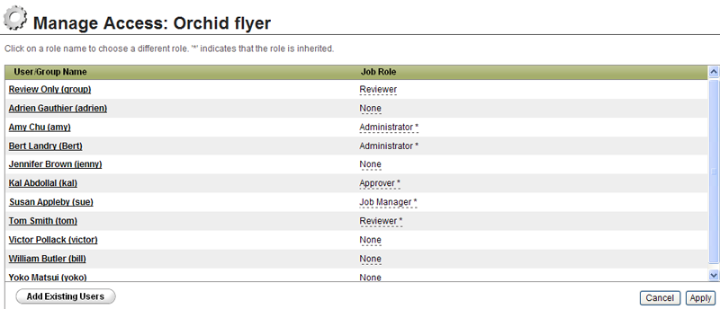 Administrere brukertilgang til jobber 13 kundekonto. Du kan tildele en bruker ulike roller for hver jobb brukeren har tilgang til. 1. I Jobber-visningen klikker du på navnet til jobben du vil arbeide med.