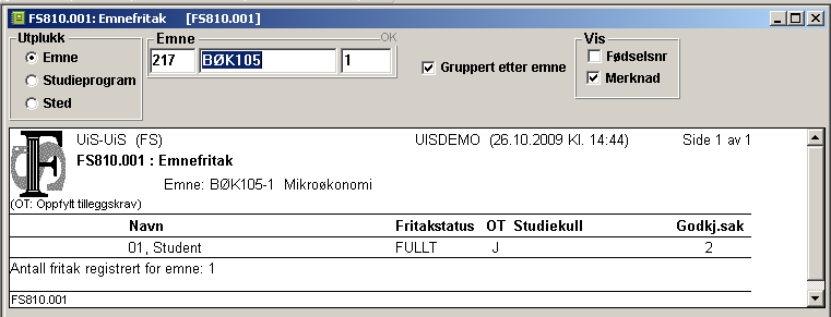 3.5 FS801.001 Godkjenningsopplysninger Plassering: Modul Godkjenningssak, rapporter FS801.001 Rapporten tar med seg en del godkjenningsopplysninger som er lagt inn.