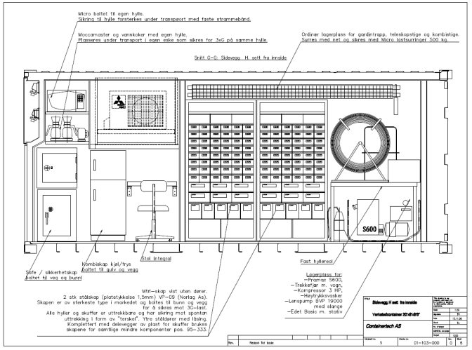 1 stk 20 Våpen verksted container, med nedfellbar side, isolert og med klima aggregat 1 stk 20 TEF container, isolert og med klima aggregat 1 stk 20 utrekkbar container med transportabelt trykkammer