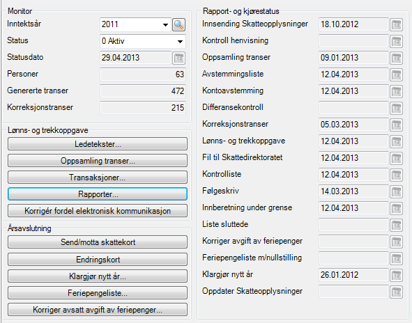 Administrasjon årsavslutning Funksjonen gir en oversikt over alle rutiner som skal/bør gjennomføres i forbindelse med en årsavslutning.