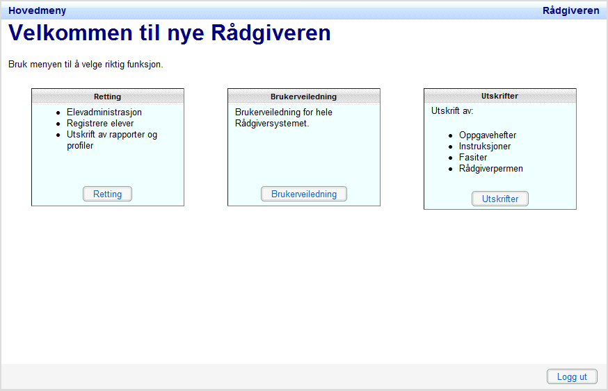 3.3.2 Hovedmeny Side 7 av 22 Etter at du har logget deg på vises hovedmenyen.