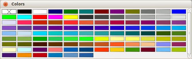 Figur 10: Dialogvindauge for å velje farge Velje og definere fargar For å vise dialogvindauget Fargar (figur 10), vel Vis Verktøylinjer Fargelinje.