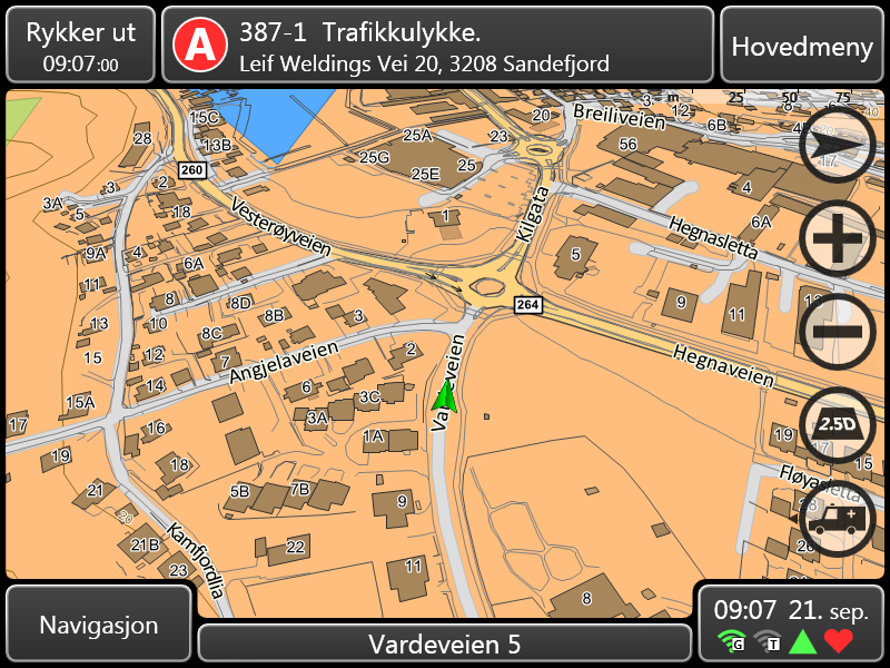 TransMobile 7 brukergrensesnitt Menylinje Detaljerte kart med bl.a. høydekurver