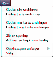 mm Hvis du vil markere én endring til gjennomgang om gangen, klikker du på oppoverpil eller nedoverpilknappene i kontrollinjen for spor endringer.