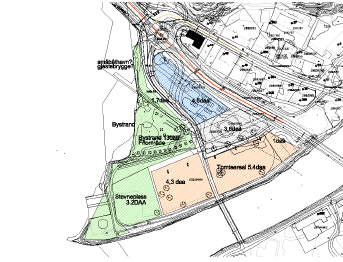 Figur 3: Skisse på arealbruk fra planprogram Det er ikke et konkret prosjekt, opsjoner eller planer som grunnlag for regulering av byggområdene på Nesøya, hvor kommuneplanen har formål hotell,