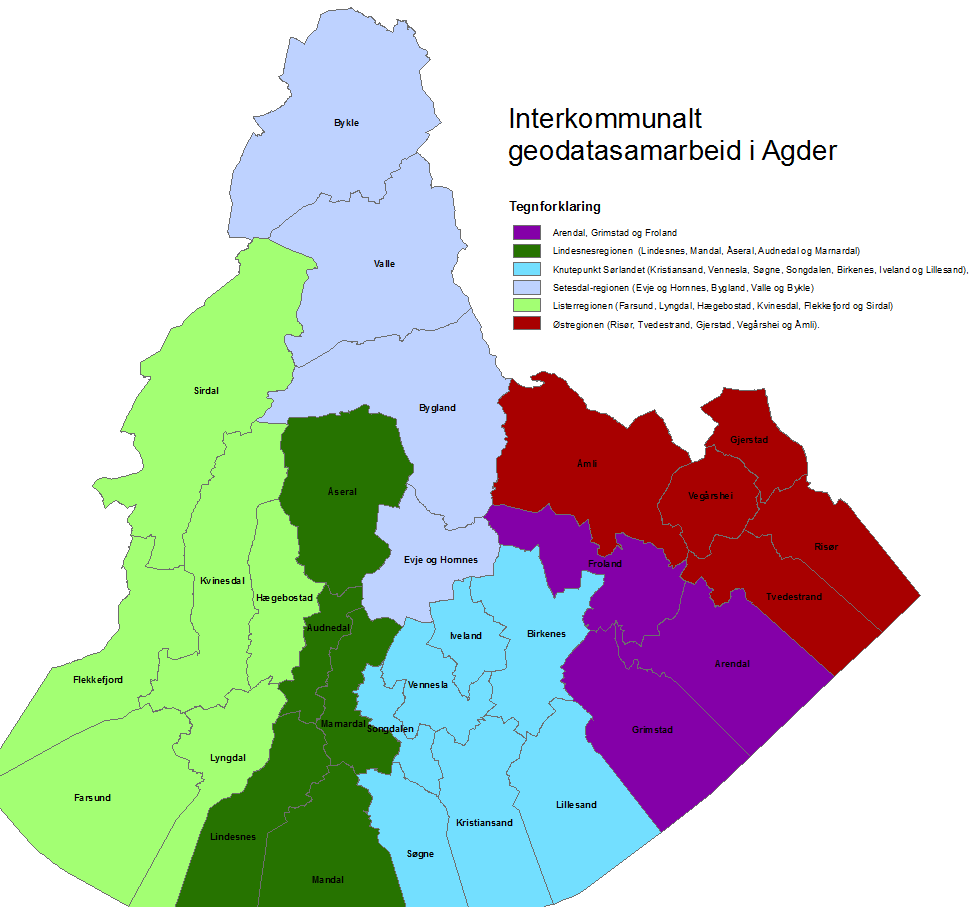 2.6 Geodatasamarbeid 2.6.1 Status/beskrivelse av nåsituasjon Norge digitalt-partene i Agderfylkene samarbeider gjennom utvalgene nevnt i kapittel 2.