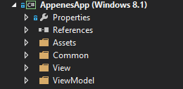 Skjermbilde 3 - Model View Controller fra AppenesApp 6.3 MVVM (Nettbrett applikasjon) Model-View-ViewModel(MVVM) ble brukt til å bygge opp nettbrett applikasjonen vår.