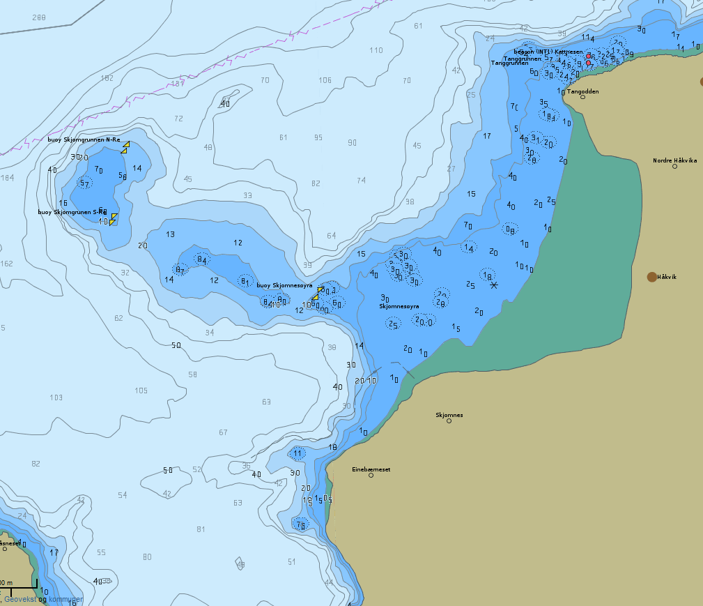 Håkvik Geotekniske undersøkelser/dybdeforhold/-grense forbelastet område (dekt av is- og jordmasser) Gjennomførte geotekniske undersøkelser i Håkvik: Geoteam: Også mulig å fylle opp ved trinnvis