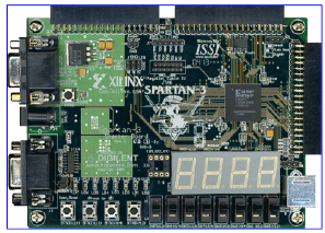 Eksempel: Spartan3 Programmerbare brytermatriser styrer koblinger mellom logikkenheter Eksempel: Spartan3 utviklingskort Bra for prototyping: RS232, VGA, PS/2, generelle pinner, minne, brytere,