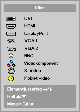 Brukerhåndbok for IN5312a/IN5316HDa 4. Hvis mer enn én inngangsenhet er koblet til, trykk på KILDE-knappen på fjernkontrollen og bruk til å bla mellom ulike enheter.