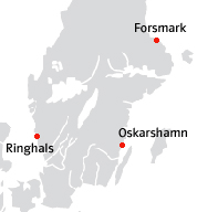 Produksjonskapasitet [MW] 5.2 Om kjernekraftverk i Sverige Figur 20 viser et utsnitt av den sørlige delen av Sverige hvor plasseringen til de aktive kjernekraftverkene i landet er markert.