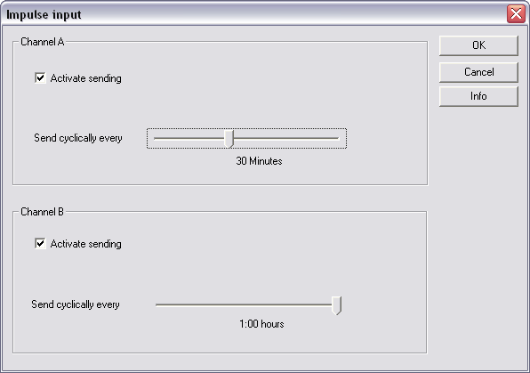 Moeller RF-System 119 Aktivere sending: Her kan du velge om tellerverdien for denne kanalen skal overføres. Send alt syklisk: Her kan syklustiden for overføring settes mellom 10 minutter 1 time.