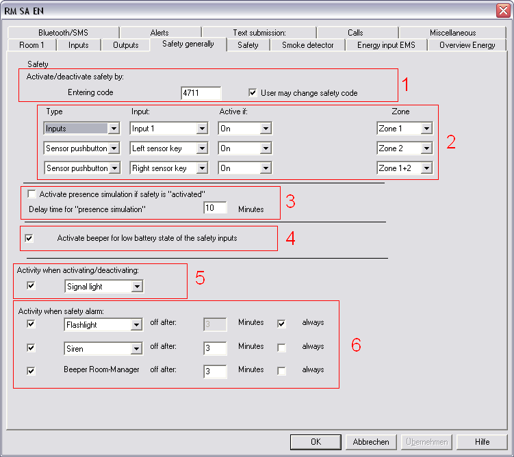 Moeller RF-System 81 De individuelle sonene kan aktiveres / deaktiveres enten med tildelte innganger eller med sensortaster.