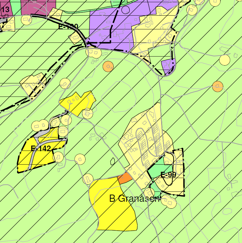 Kommuneplanens arealdel Planbeskrivelse 15 Kartutsnitt Granåsen B Ølhaugen Gransbråten B Helgumskollen 4.1.7 Boligområde Jarhaug Nord Areal: 8 dekar dyrka mark og skogareal Dette boligområdet ble tatt inn i arealdelen i 2011.