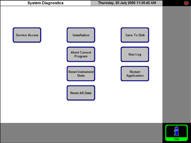 4. Førstegangsbruk Menyen System Diagnostics 1 2 3 4 6 7 8 Hvis du berører "TOUCH HERE..." (se fig.