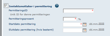 9.5 Permisjon/permittering Når du huker av utenfor permisjon eller permittering, åpnes flere felter for utfylling. Merk! Alle permisjoner og permitteringer må ha sin egne unike ID.