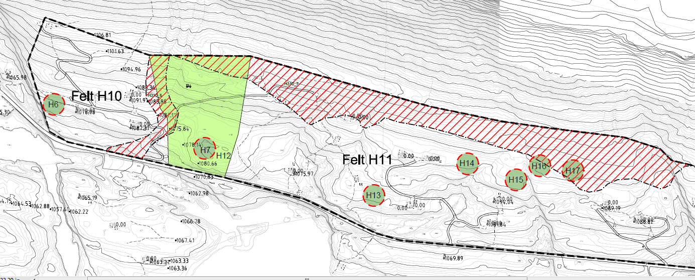 En av hyttene (H7) er foreslått inne i et område for LNF. Det ble ikke funnet naturverdier i dette området som gjør denne plasseringen mer uheldig enn de øvrige. Figur 5.