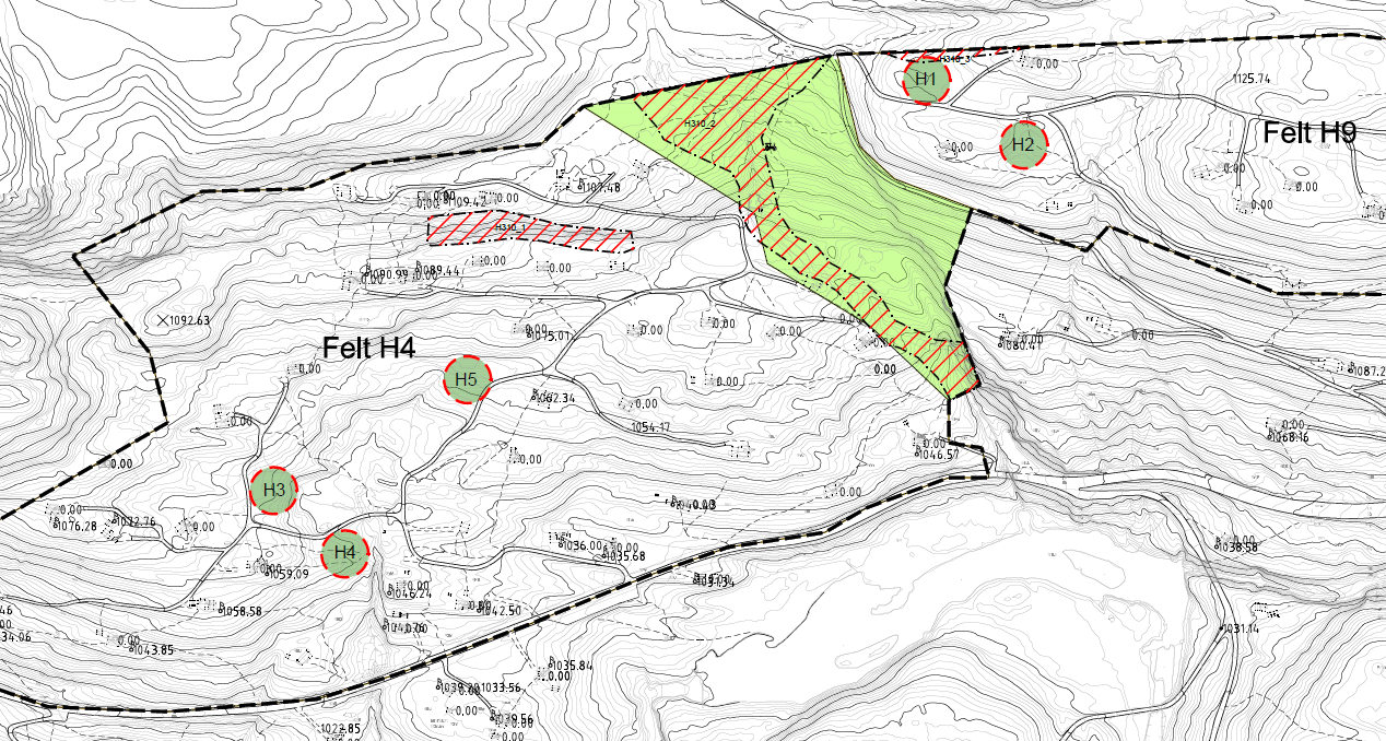 Figur 9. Planlagte hytter i Mannsbergi felt H4 og H9. Figur 10. Vurdering av hyttetomter i Mannsbergi.