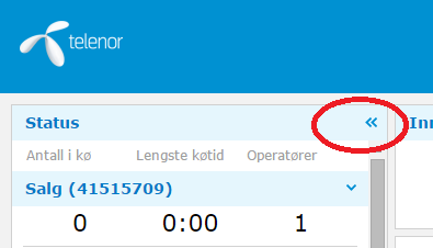 Anropene presenteres med kø-navn, Innringer og ventetid, og det er mulig å sortere på disse kolonnene ved å klikke på korresponderende kolonnenavn.