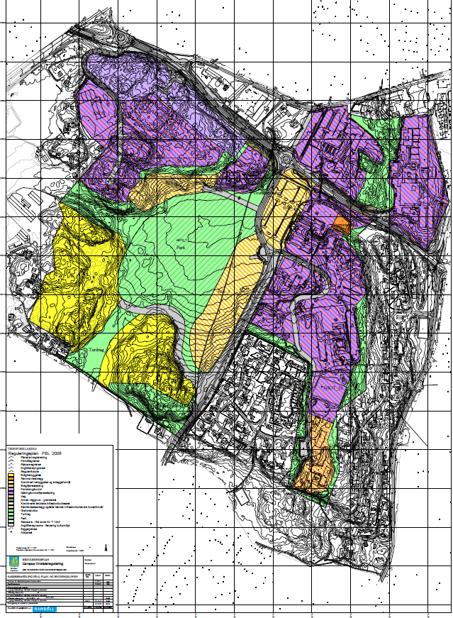 5 VEDLEGG. 5.1 CAMPUSOMRÅDET REGULERINGSKART (E 18 i hjørnet øverst til venstre): Se også: http://www.