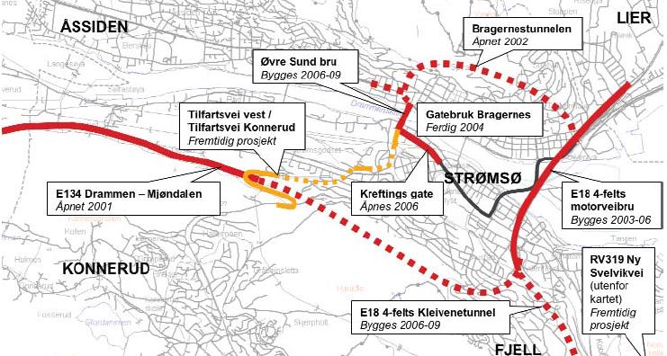 Vegpakke Drammen Hovedvei for sykkel Gjennomførings-