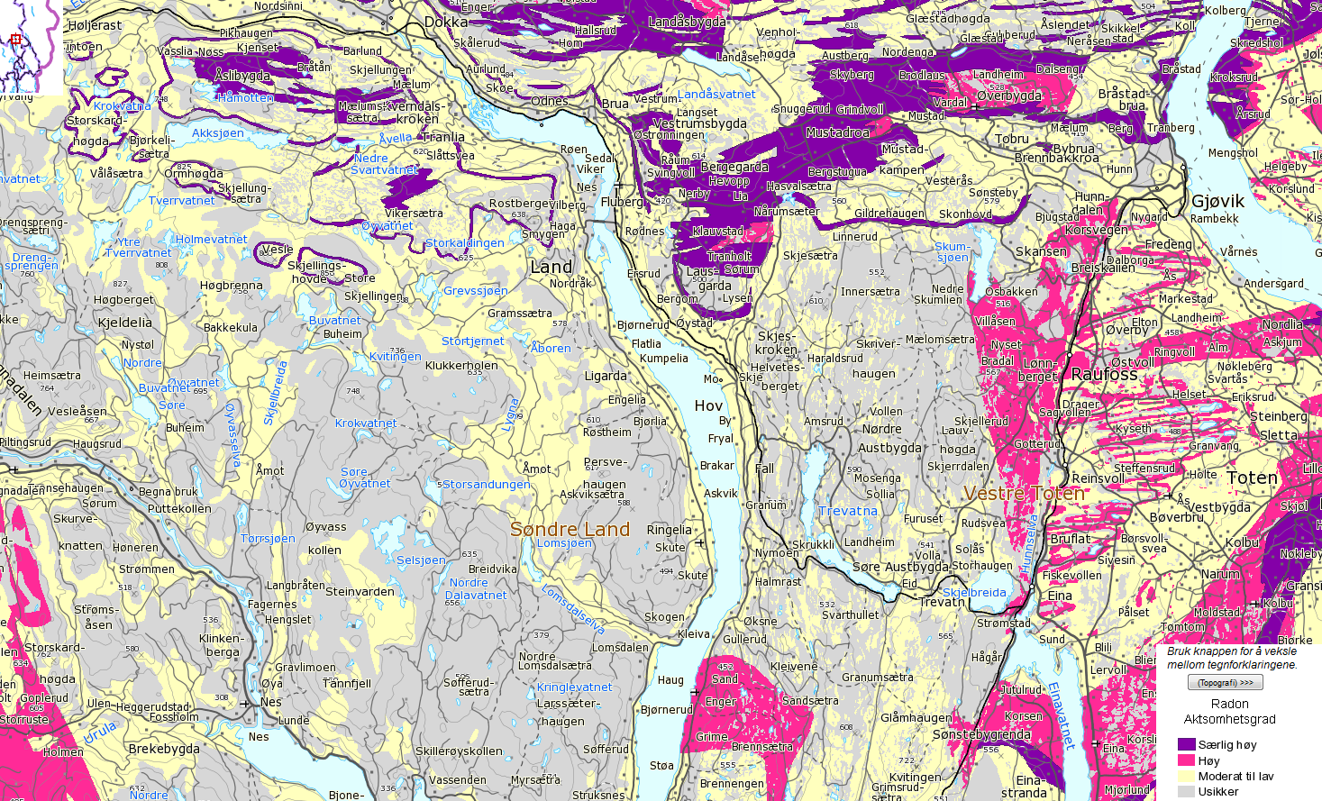 Risiko og sårbarhetsanalyse 2. gangs høring 6.4 Radon/Alunskifer Foruten radonkartet fra Norges geologisk undersøkelse (NGU) er det ikke utført undersøkelser av radon6 i kommunen.