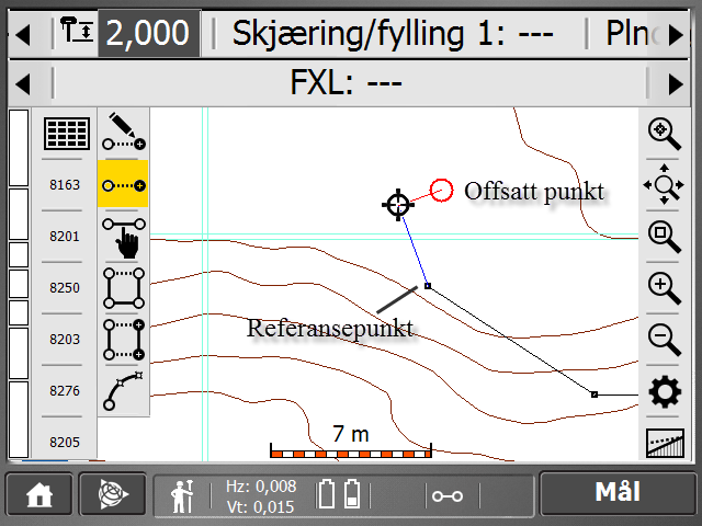 Dette er en fin funksjon om man skal måle senter på en stolpe, eller sliter med satellittdekningen inn mot bygg.