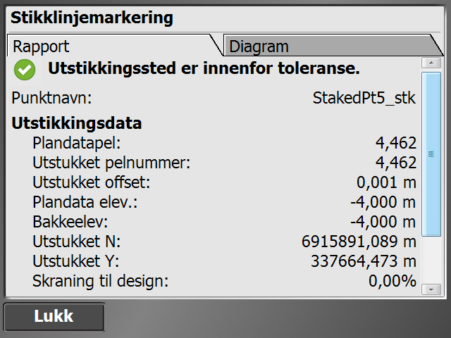 Det vil altså vises tydelig i skjermen om man er innenfor eller utenfor toleransene. Overflate 2 Som nevnt så er det mulig å ha en flate nummer to i SCS900.