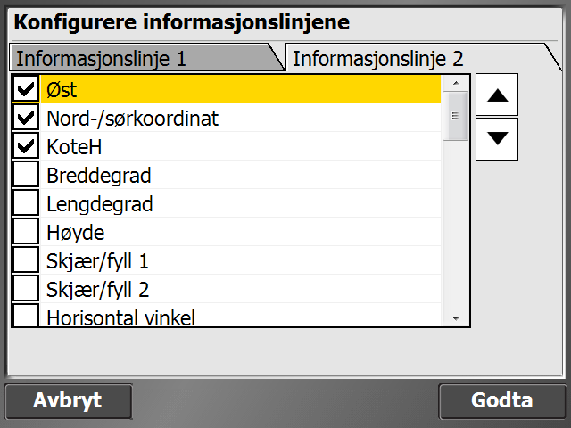 Infolinjer I rammen oppe er det to linjer med informasjoner. Denne informasjonen kan endres ved behov.