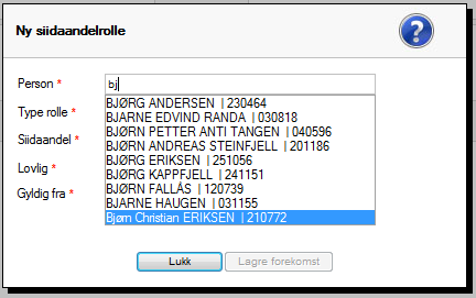 48 Veiledning til elektronisk melding om reindrift Figur 54 Ny siidaandelrolle - velg person 2.