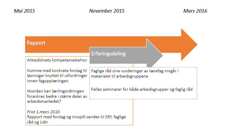 Side 6 av 7 Figur 2 Prosess faglige råd Figur 3 Prosess arbeidsgrupper Direktoratet ønsker å se på mulighetene for å arrangere ulike