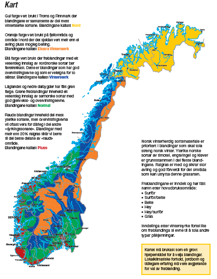 Frøblandinger Inndeling etter hardførhet Nord