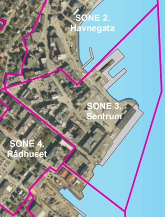 6.3.2. Ståstedsanalyse Storgata-Torget, sone 3 Kart 7. Sentrumssonen 3 Sentrum. Ståsted Storgata / Torget (oransje) mot nord øst.