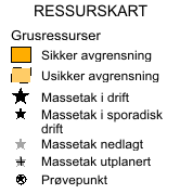 Det er også utført tester i laboratorium for å dokumentere kvaliteten på materialene (Vianova 15.11.2007). Rapportene følger vedlagt. Figur 4-10: Oversikt over grusressurser i området (NGU). 4.7. Kulturminner Fylkeskommunen har befart planområdet.