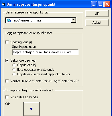 4.4. Dann representasjonspunkt i nye AR5flater Når AR5flater dannes med metoden Splitt, vil representasjonspunkta (rep.