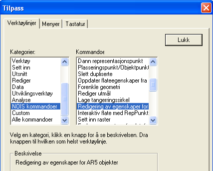 3.5. Lag verktøyknapp for AR5-redigering NOIS har laget en kommando spesielt for redigering og kontroll av AR5.