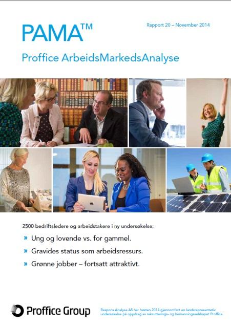 Bemanningsnytt nr 8-2014 Side 11 Proffice ArbeidsMarkedsAnalyse PAMA20 Proffice har lansert sin 20. utgave av sin arbeidsmarkedsanalyse, PAMA. Temaet denne gangen er todelt.