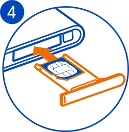 Komme i gang 9 4 Sett kortholderen tilbake i telefonen, og press og skyv holderen mot høyre. 5 Lukk dekselet til mikro-usb-kontakten. Ta ut SIM-kortet 1 Slå telefonen av.