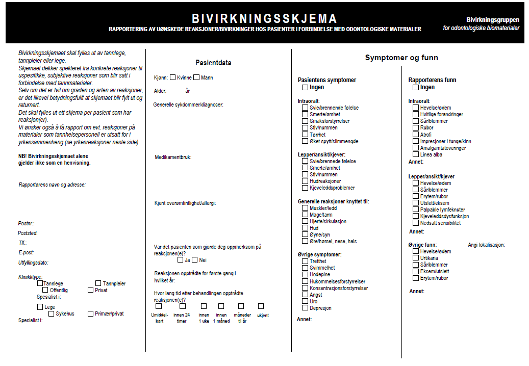 11 Bivirkningsskjema (versjon 6.