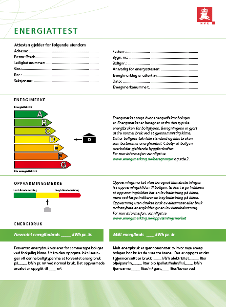 Energimerkeordningen vil også gjelde Norge Direktiv 2002/91/EF januar 2003 Stortinget vedtok innføring; St.prp. nr.