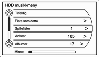 Lydkilder 41 Velg kategori i skjermbildet HDD musikkmeny for å slette en hel liste med Artister, Albumer eller Genre. Trykk på knappen DEL.