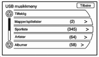 Lydkilder 43 Det kommer opp et USB-ikon når USB-enheten er tilkoblet. Slik spiller du av innhold fra en USBenhet: Avspilling starter automatisk idet du kobler til USB-enheten.
