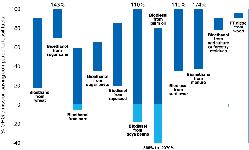 biomassebaserte andel kan det være store forskjeller i miljøbelastning alt etter type biomasse, opprinnelse og konverteringsprosess.