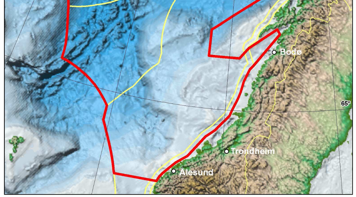 2 Figur 1 Avgrensningen av området som omfattes av forvaltningsplan Norskehavet. Etter høring av programmet i mai-juni 2007 ble utredningsområdet utvidet.