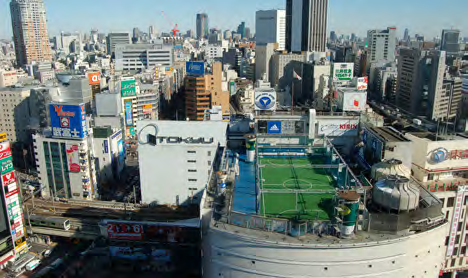 Byrom urbane og grønne Taget som boldbane Roofball, Tokyo Aktiverende byrom Skaper mulighet for aktivitet og en mulig attraksjon/destinasjon Mange storbyer mangler, grundet deres tæthed, områder og