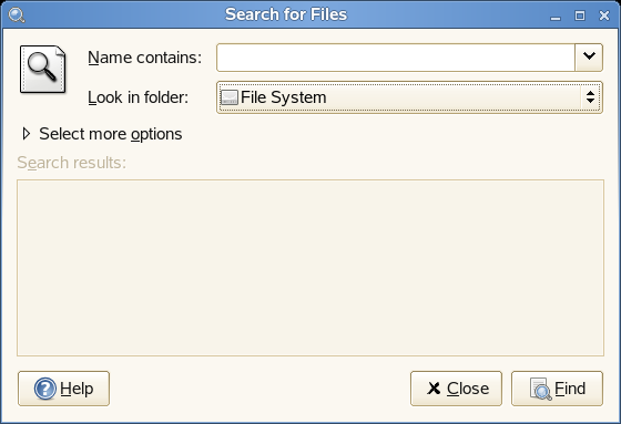 1.8.1 Søke etter filer Med Søk etter filer på System-menyen kan du finne filer på datamaskinen eller en nettverksressurs ved hjelp av en rekke søkekriterier.