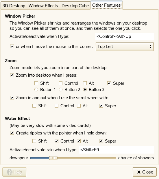Figur 2-15 Kategorien Andre funksjoner Vindusvelger Med dette alternativet kan du flislegge (eller skalere) vinduene på skrivebordet slik at du kan se hvile vinduer du har åpnet og velge ut ett.