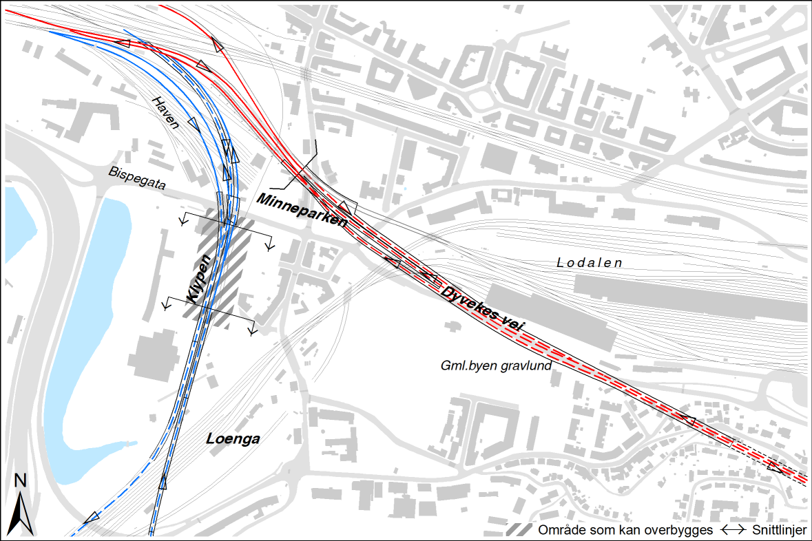 Dok nr: UOS00-A 0-36011 Side: 58 av 143 Figur 6-B. Alternativ A Dyvekes vei - innføring Oslo S, detaljkart Figur 7-B.