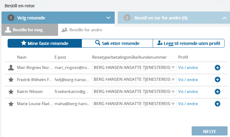 eller lignende, samt å velge betalingsform for reisen som faktura, kredittkort eller reisekonto. Det defineres samtidig om det er Lions eller gjest som skal betale for reisen.