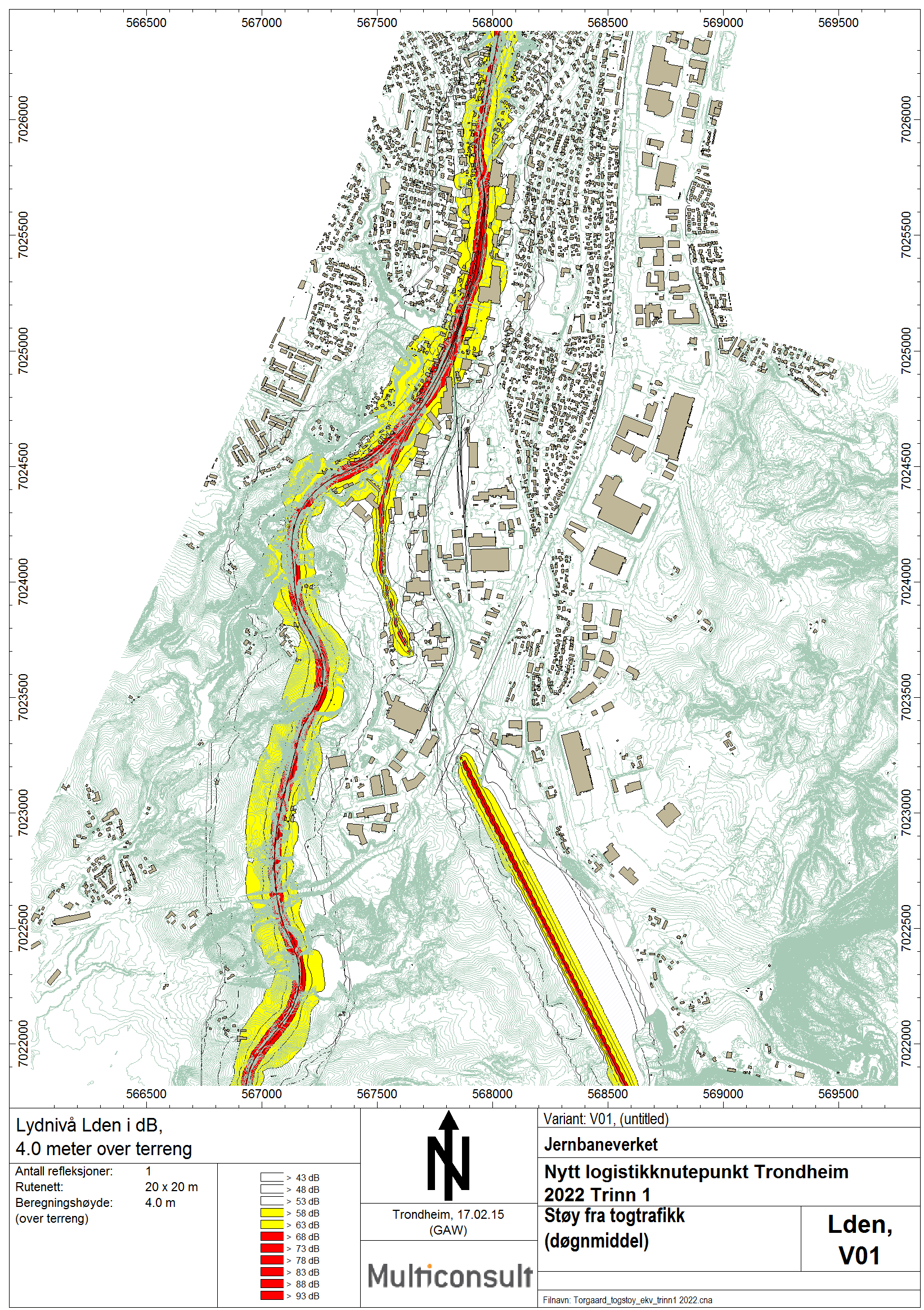 Figur 5: 2022 trinn 1, støysonekart L den.